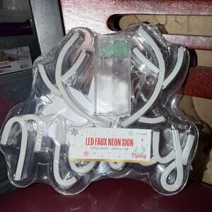 Target Bullseye Christmas Light Up MERRY LED Faux Neon Sign Reindeer Antlers